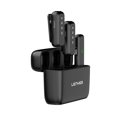 Lenyes LM201 Lightning Şarj Portlu Kablosuz Yaka Mikrofonu Siyah