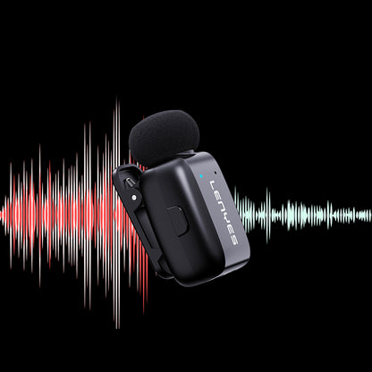 Lenyes LM206 Dijital LED Göstergeli Type-C Portlu Kablosuz Yaka Mikrofonu Siyah