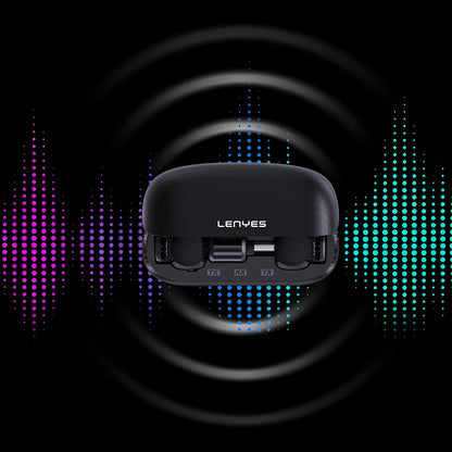 Lenyes LM206 Dijital LED Göstergeli Type-C Portlu Kablosuz Yaka Mikrofonu Siyah