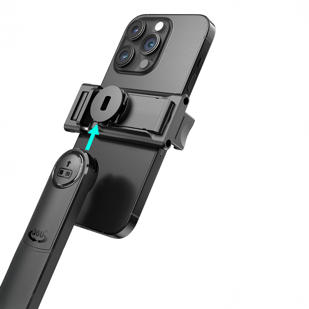 Lenyes LPH107 Canlı Yayın Dolgu Işıklı Kumandalı 360 Derece Dönebilen Selfie Çubuğu ve Tripod Siyah