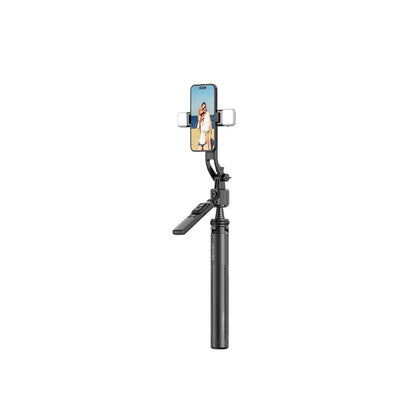 Lenyes LPH107 Canlı Yayın Dolgu Işıklı Kumandalı 360 Derece Dönebilen Selfie Çubuğu ve Tripod Siyah