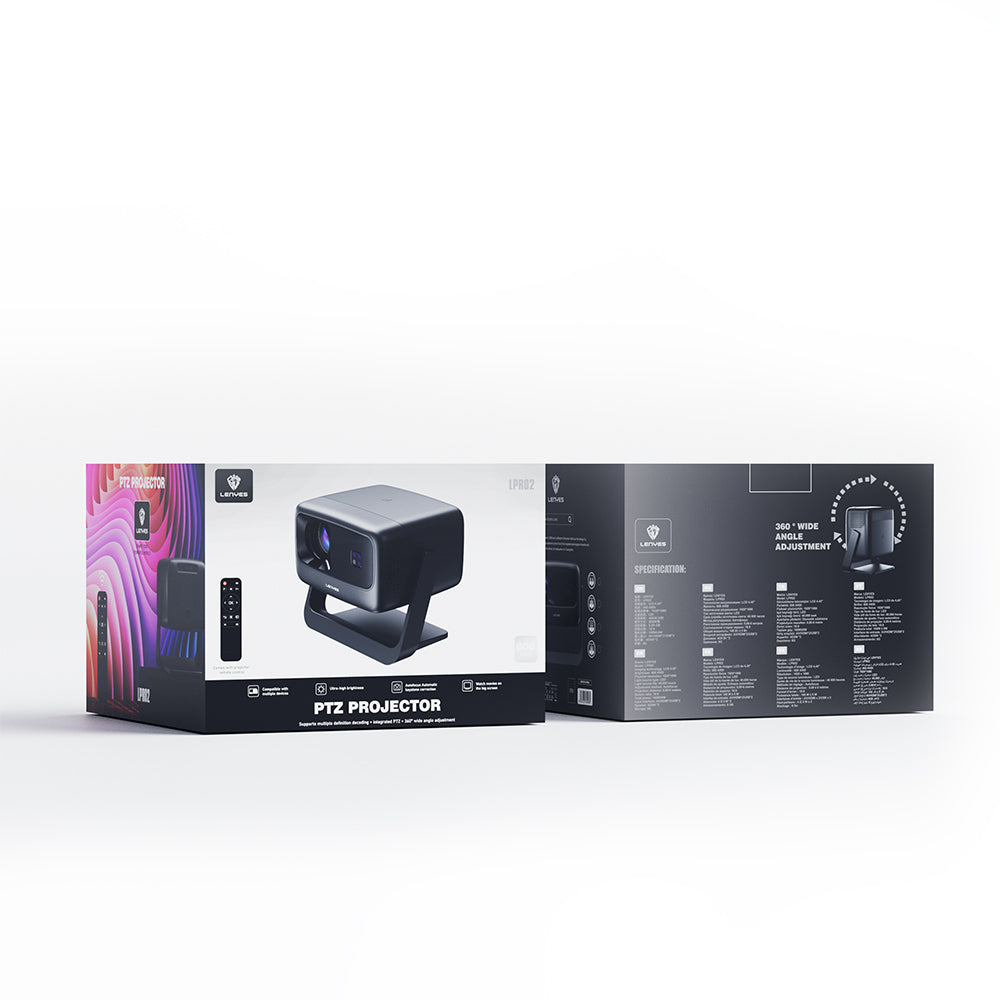 Lenyes LPR02 4.45” LCD 360 Derece Dönebilen Otomatik Netleme Özellikli Projektör Yansıtma Cihazı Koyu Gri