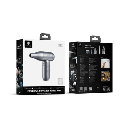 Lenyes LTF02 Dijital LED Göstergeli 4 Kademeli Çok Fonksiyonlu Turbo El Fanı Gri