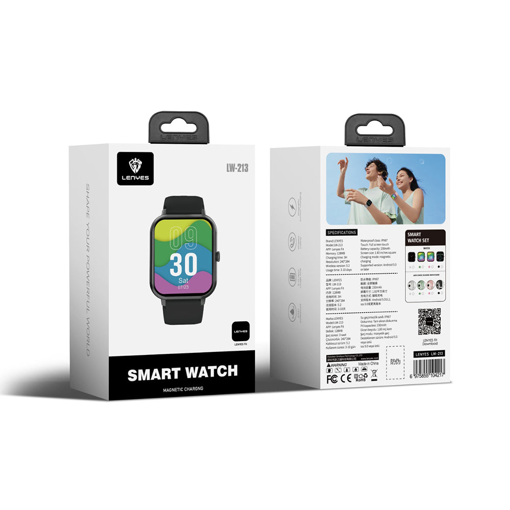 Lenyes LW-213 iOS ve Android Uyumlu Akıllı Saat Siyah