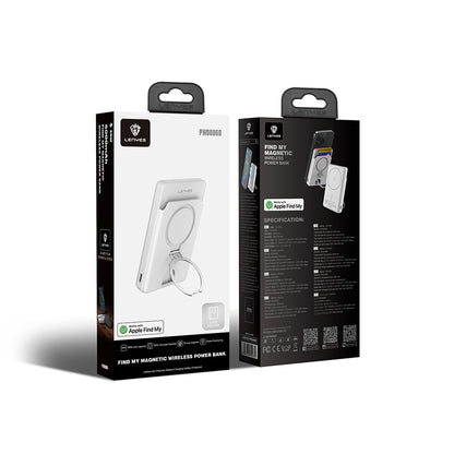 Lenyes PW0006D PD 20W Hızlı Şarj Özellikli Kartlıklı Standlı Wireless Powerbank 15W 5000mAh Beyaz
