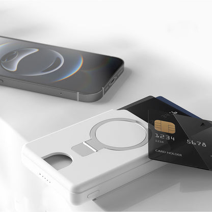 Lenyes PW0006D PD 20W Hızlı Şarj Özellikli Kartlıklı Standlı Wireless Powerbank 15W 5000mAh Beyaz