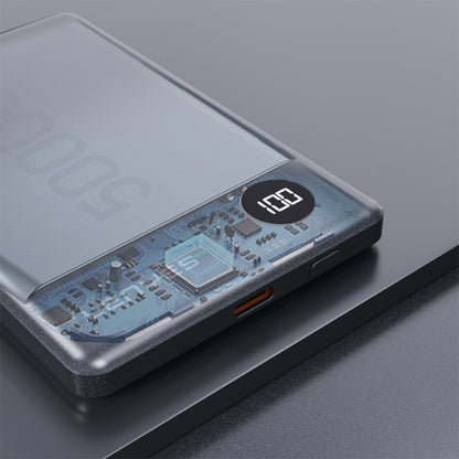 Lenyes PW037D Ultra İnce Dijital LED Ekranlı Wireless Powerbank 5000mAh Gri