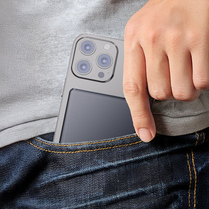 Lenyes PW037D Ultra İnce Dijital LED Ekranlı Wireless Powerbank 5000mAh Gri