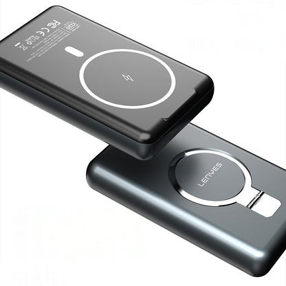 Lenyes PW1001D PD 22.5W Hızlı Şarj Özellikli Standlı Wireless Powerbank 15W 10000mAh Gri