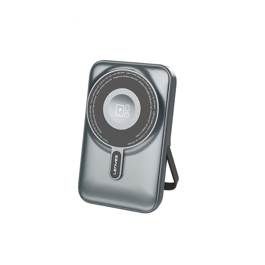 Lenyes PW1006D Dijital LED Ekranlı Standlı Wireless Powerbank 15W 10000mAh Gri