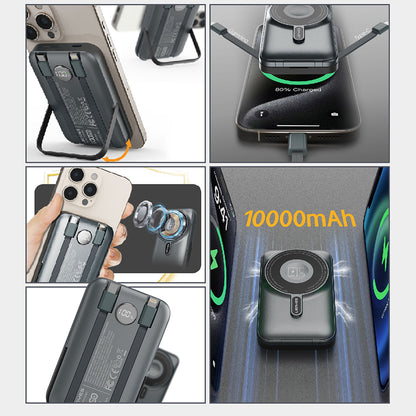 Lenyes PW1006D Dijital LED Ekranlı Standlı Wireless Powerbank 15W 10000mAh Gri