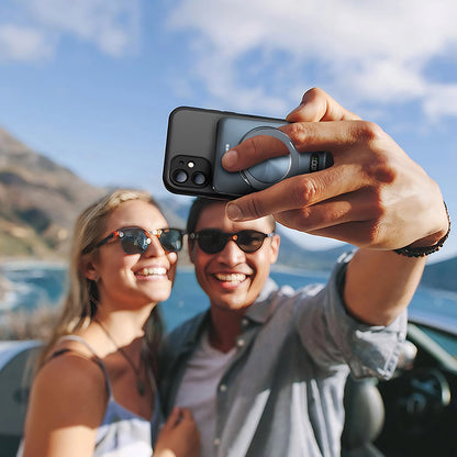 Lenyes PW1007D 20W Dijital LED Ekranlı Yüzük Standlı Wireless Powerbank 15W 10000mAh Füme