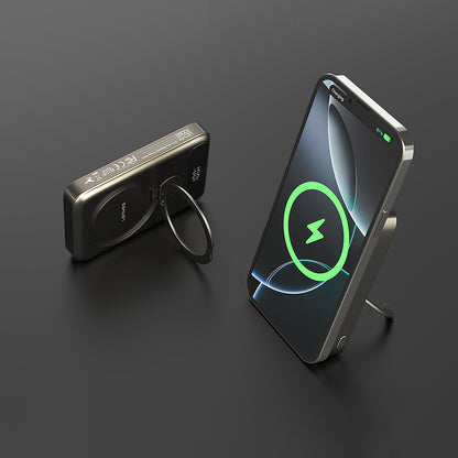 Lenyes PW1012D PD 20W Dijital LED Göstergeli 360 Derece Dönebilen Standlı Kablosuz Şarj Özellikli Wireless Powerbank 15W 10000mAh Gold