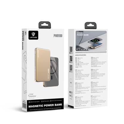 Lenyes PW119D PD 20W Ultra İnce Hızlı Şarj Özellikli Wireless Powerbank 15W 10.000mAh Füme