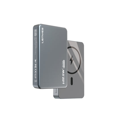 Lenyes PW119D PD 20W Ultra İnce Hızlı Şarj Özellikli Wireless Powerbank 15W 10.000mAh Füme