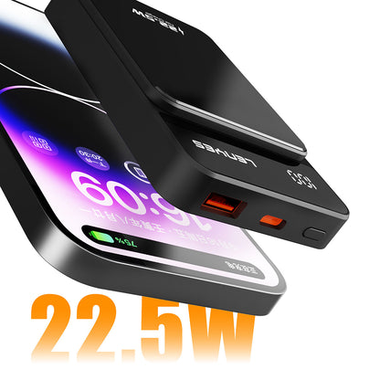 Lenyes PW126D Dijital LED Ekranlı Kablosuz Şarj Özellikli Powerbank 22.5W 10.000mAh Siyah