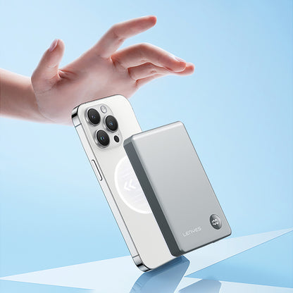 Lenyes PW137D 20W Ultra İnce Dijital LED Ekranlı Wireless Powerbank 15W 10000mAh Füme