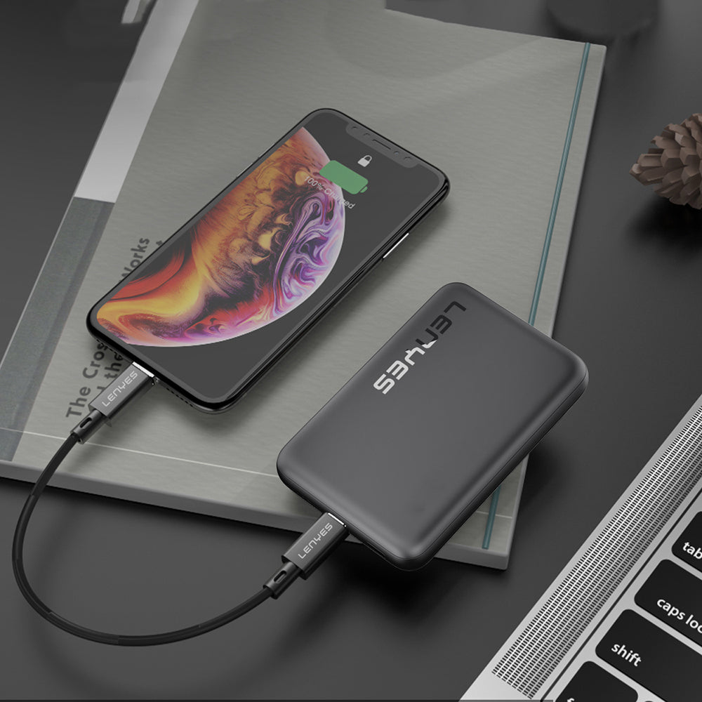 Lenyes PW139D PD 20W Ultra İnce Hızlı Şarj Özellikli Wireless Powerbank 15W 10000mAh Beyaz