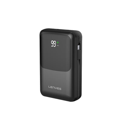 Lenyes PW223D Dijital LED Göstergeli Kablosuz Şarj Özellikli Type-C ve Lightning Kablolu Powerbank 22.5W 20.000mAh Siyah