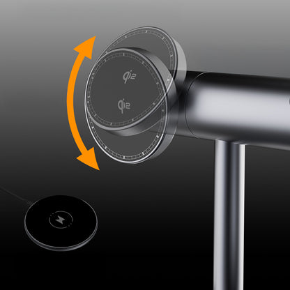 Lenyes PW319 Qi2 Şarj Teknolojili Ambiyans Işıklı Telefon&Akıllı Saat&Kulaklık 15W 3in1 Kablosuz Şarj Standı Gri