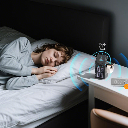 Lenyes PW320 Qi2 Şarj Teknolojili Alarmlı Bluetooth Speaker Özellikli Telefon&Akıllı Saat&Kulaklık 15W 6in1 Kablosuz Şarj Standı Gri