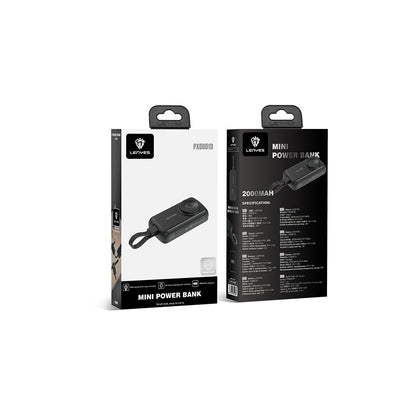 Lenyes PX0001D Akıllı Saat Kablosuz Şarj Özellikli Taşınabilir Type-C Kablolu Powerbank 2000mAh 2W Siyah