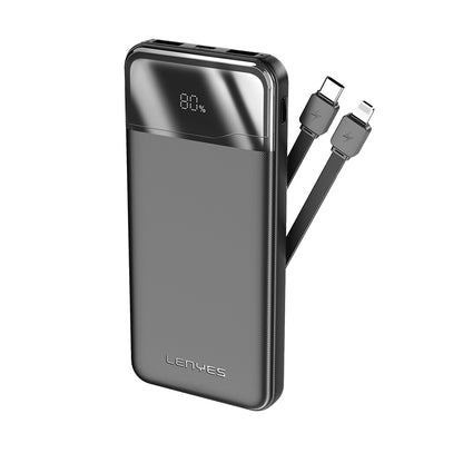Lenyes PX180D Dijital LED Ekranlı Type-C ve Lightning Kablolu Powerbank 22.5W 10.000mAh