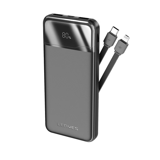 Lenyes PX180D Dijital LED Ekranlı Type-C ve Lightning Kablolu Powerbank 22.5W 10.000mAh