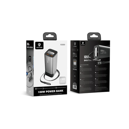 Lenyes PX2001D Hızlı Şarj Özellikli Dijital LED Göstergeli Taşınabilir Powerbank 100W 20000mAh Gümüş