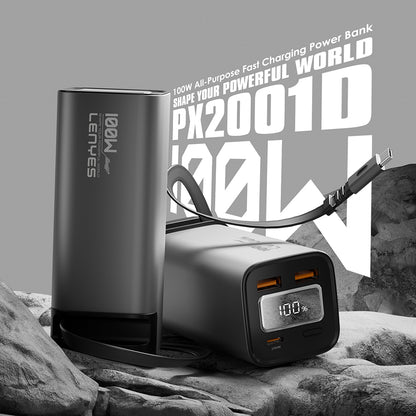 Lenyes PX2001D Hızlı Şarj Özellikli Dijital LED Göstergeli Taşınabilir Powerbank 100W 20000mAh Gümüş