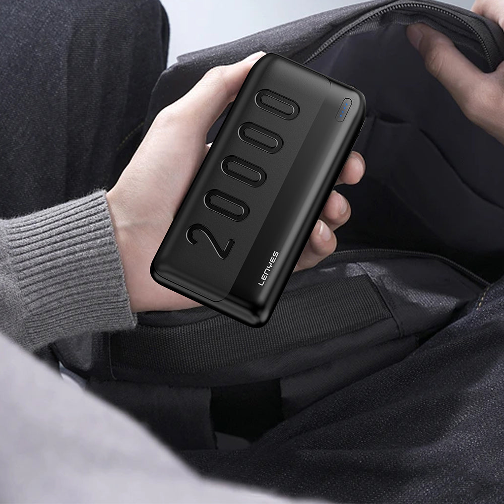 Lenyes PX235P Led Işık Göstergeli Taşınabilir Powerbank 10W 20000mAh Siyah