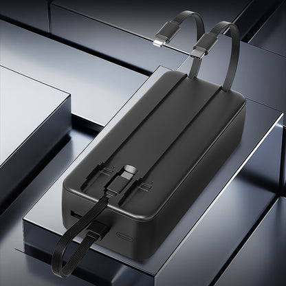 Lenyes PX355D Dijital LED Ekranlı Type-C ve Lightning Kablolu Powerbank 22.5W 30.000mAh Siyah