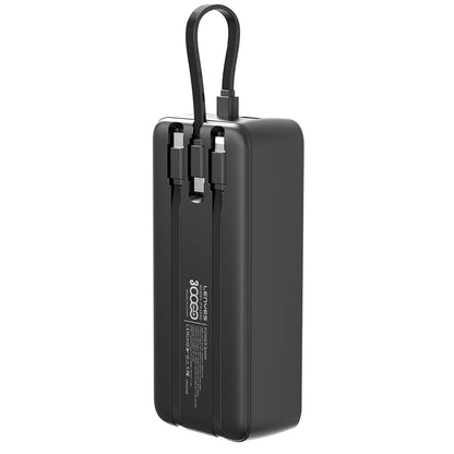 Lenyes PX355D Dijital LED Ekranlı Type-C ve Lightning Kablolu Powerbank 22.5W 30.000mAh Siyah