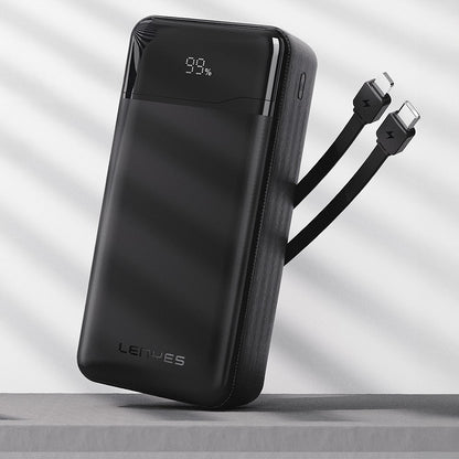 Lenyes PX380D Dijital LED Ekranlı Type-C ve Lightning Kablolu Powerbank 22.5W 30.000mAh