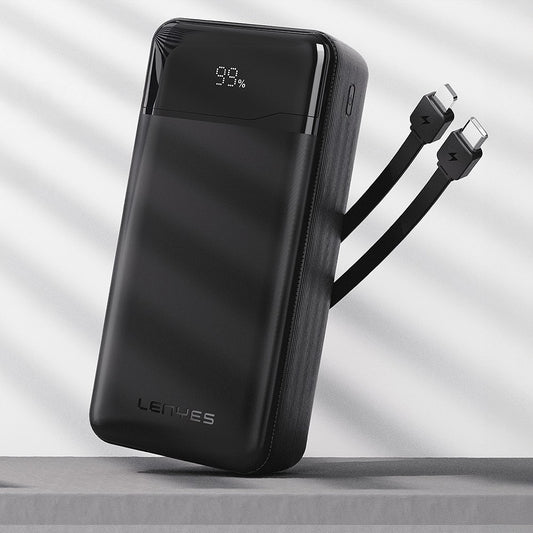 Lenyes PX380D Dijital LED Ekranlı Type-C ve Lightning Kablolu Powerbank 22.5W 30.000mAh