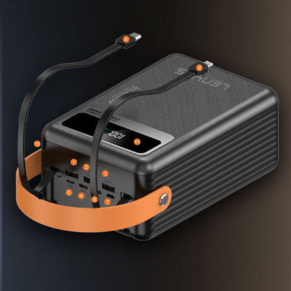 Lenyes PX892D LED Göstergeli Taşınabilir Askılı ve Led Işıklı Powerbank 22.5W 80.000mAh Siyah