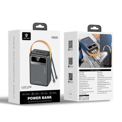 Lenyes PX892D LED Göstergeli Taşınabilir Askılı ve Led Işıklı Powerbank 22.5W 80.000mAh Siyah