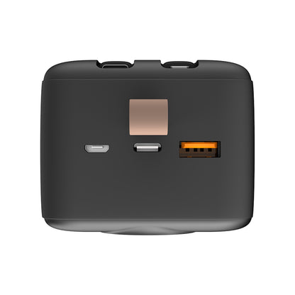 Lenyes PXD487D Dijital LED Göstergeli Type-C ve Lightning Kablolu Askılı Powerbank 22.5W 40.000mAh Siyah