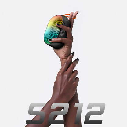Lenyes S212 Su Geçirmez RGB Işıklı Askılı Taşınabilir Kablosuz Bluetooth Hoparlör v5.3 Siyah
