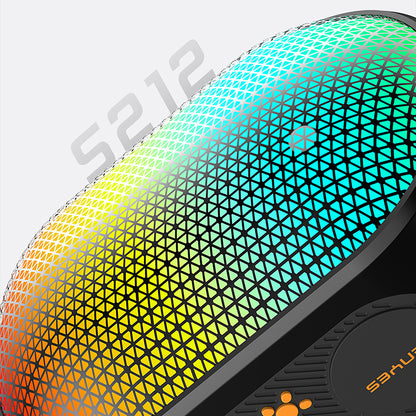 Lenyes S212 Su Geçirmez RGB Işıklı Askılı Taşınabilir Kablosuz Bluetooth Hoparlör v5.3 Siyah