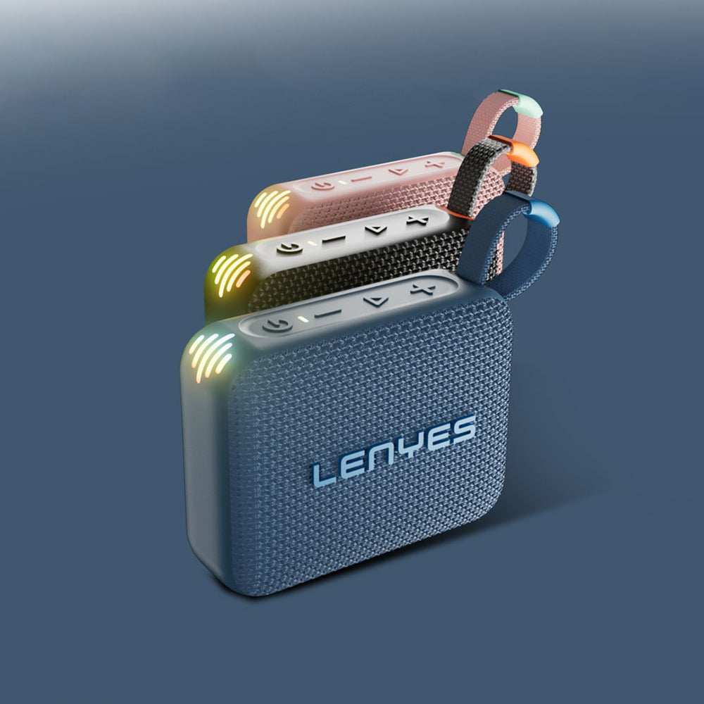 Lenyes S216 Su Geçirmez Özellikli RGB Işıklı Askılı Mini Bluetooth Speaker Hoparlör v5.3 Pembe