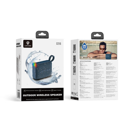 Lenyes S216 Su Geçirmez Özellikli RGB Işıklı Askılı Mini Bluetooth Speaker Hoparlör v5.3 Siyah