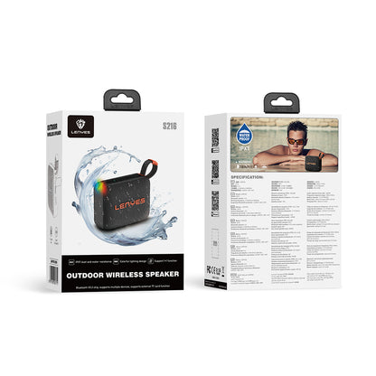 Lenyes S216 Su Geçirmez Özellikli RGB Işıklı Askılı Mini Bluetooth Speaker Hoparlör v5.3 Siyah