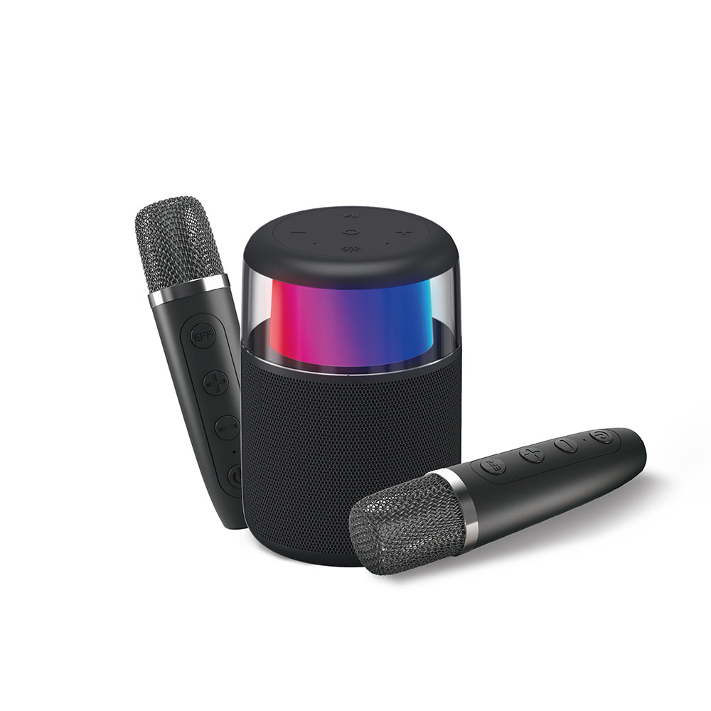Lenyes S217 RGB Işıklı Karaoke Mikrofonlu Bluetooth Speaker Hoparlör v5.3 Siyah