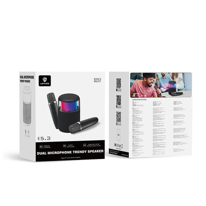 Lenyes S217 RGB Işıklı Karaoke Mikrofonlu Bluetooth Speaker Hoparlör v5.3 Siyah