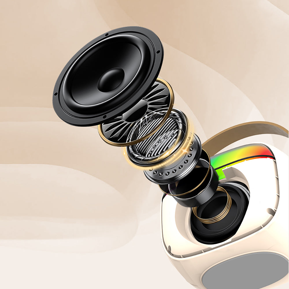 Lenyes S227 RGB Işıklı Askılı Mikrofonlu Bluetooth Speaker Hoparlör v5.3 Bej