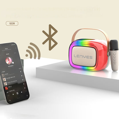 Lenyes S228 RGB Işıklı Askılı Mikrofonlu Bluetooth Speaker Hoparlör v5.3 Bej
