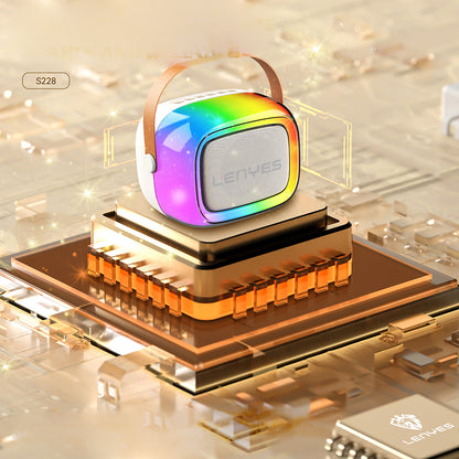 Lenyes S228 RGB Işıklı Askılı Mikrofonlu Bluetooth Speaker Hoparlör v5.3 Bej