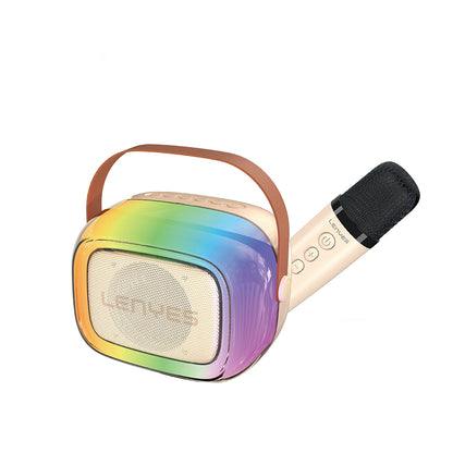 Lenyes S228 RGB Işıklı Askılı Mikrofonlu Bluetooth Speaker Hoparlör v5.3 Bej