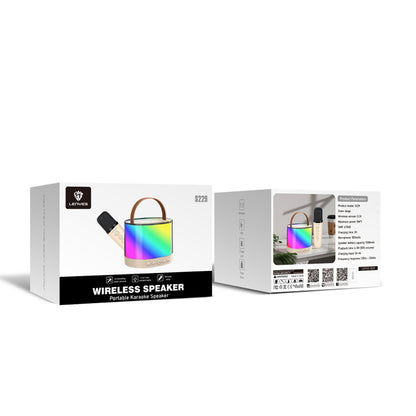 Lenyes S229 RGB Işıklı Askılı Mikrofonlu Bluetooth Speaker Hoparlör v5.3 Bej